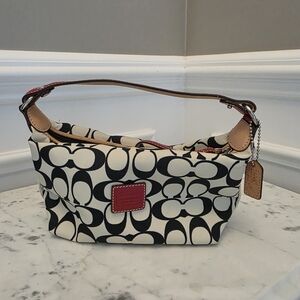 Coach Black and White Signature Canvas Mini Bag